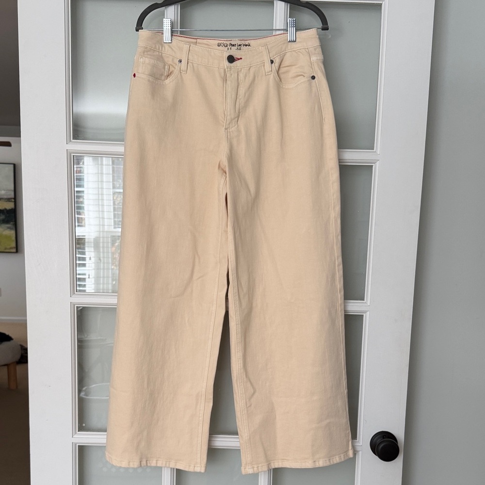 Peace Love World Beige Wide-Leg Jeans